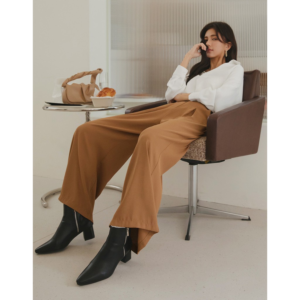 Quần ống rộng lưng cao kèm belt nữ Air Space 2111823003