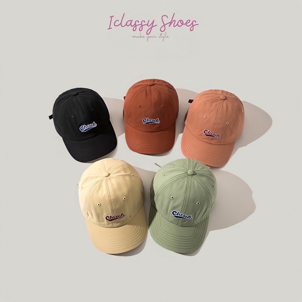 Mũ Lưỡi Trai Ulzzang Unisex Vải Cotton Cao Cấp Trơn, Nón Thêu Chữ Chcuh 5 Màu Phong Cách Hàn Quốc - Iclassy_shoes