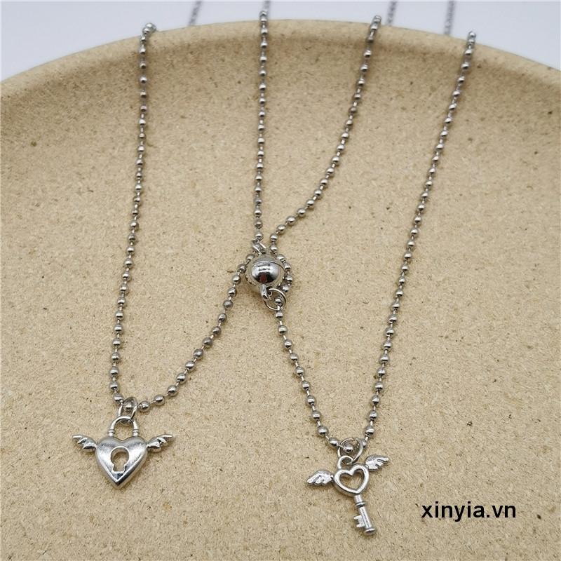 Vòng cổ Chuỗi Hạt Tròn Có Khóa Nam Châm Thiết Kế Đơn Giản Thời Trang Cho Cặp Đôi