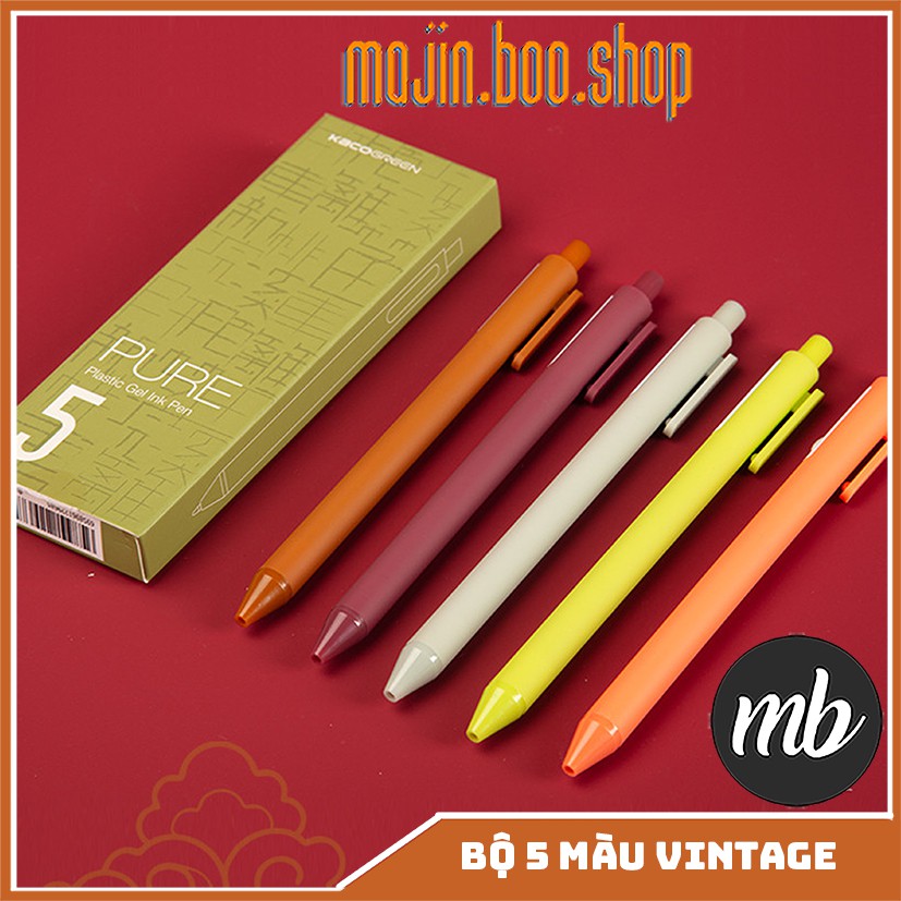 Bộ 5 bút gel KACO PURE loại Vintage mực nhiều màu (hàng chính hãng)