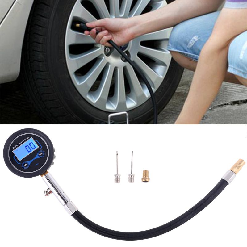 Máy Bơm Hơi Lốp Xe Kỹ Thuật Số Có Đồng Hồ Đo Áp Suất Và Đèn LED Sau Cho Xe Hơi / Xe Máy