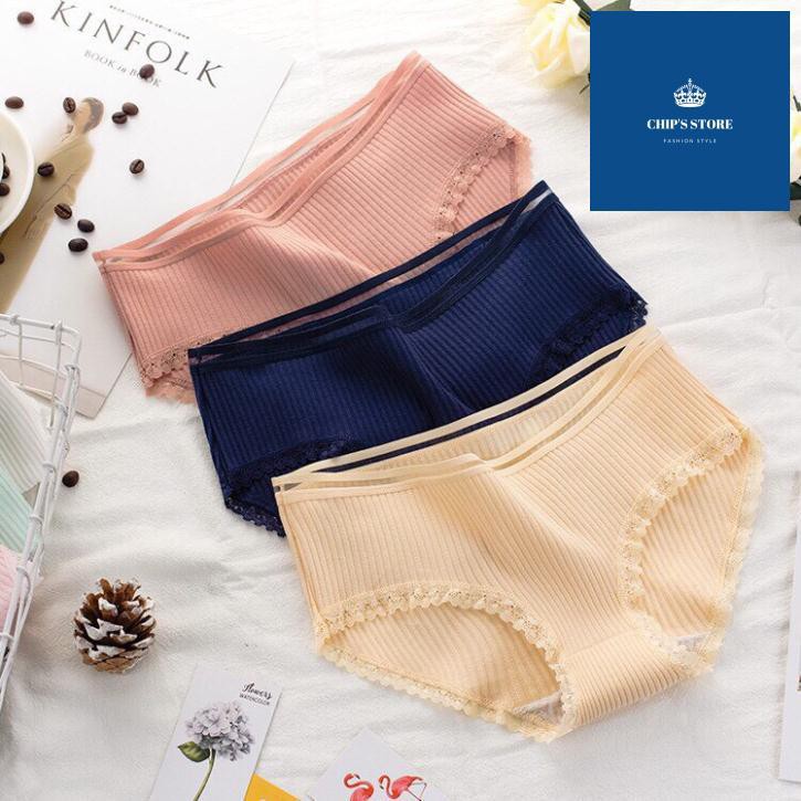 Quần lót nữ cotton cạp sọc kháng khuẩn thun lạnh dễ thương sexy gợi cảm | BigBuy360 - bigbuy360.vn