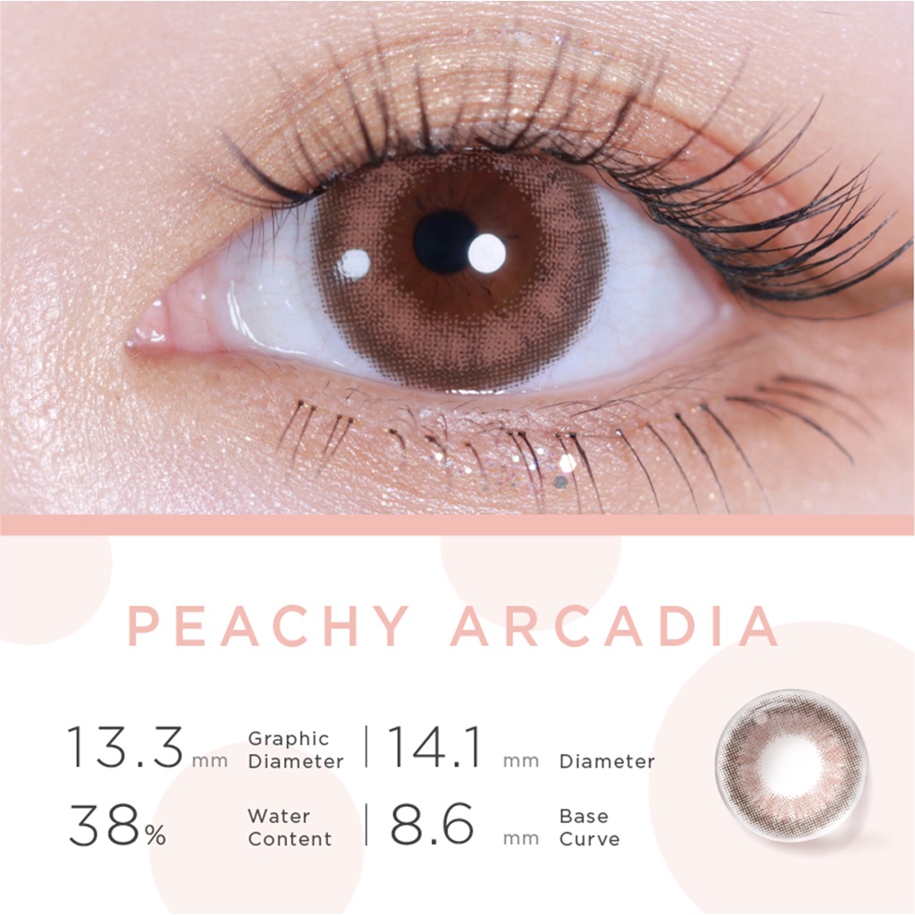 Bộ 2 cái kính áp tròng Moody Peach Arcadia 14.1mm nhiều màu dùng hàng tháng