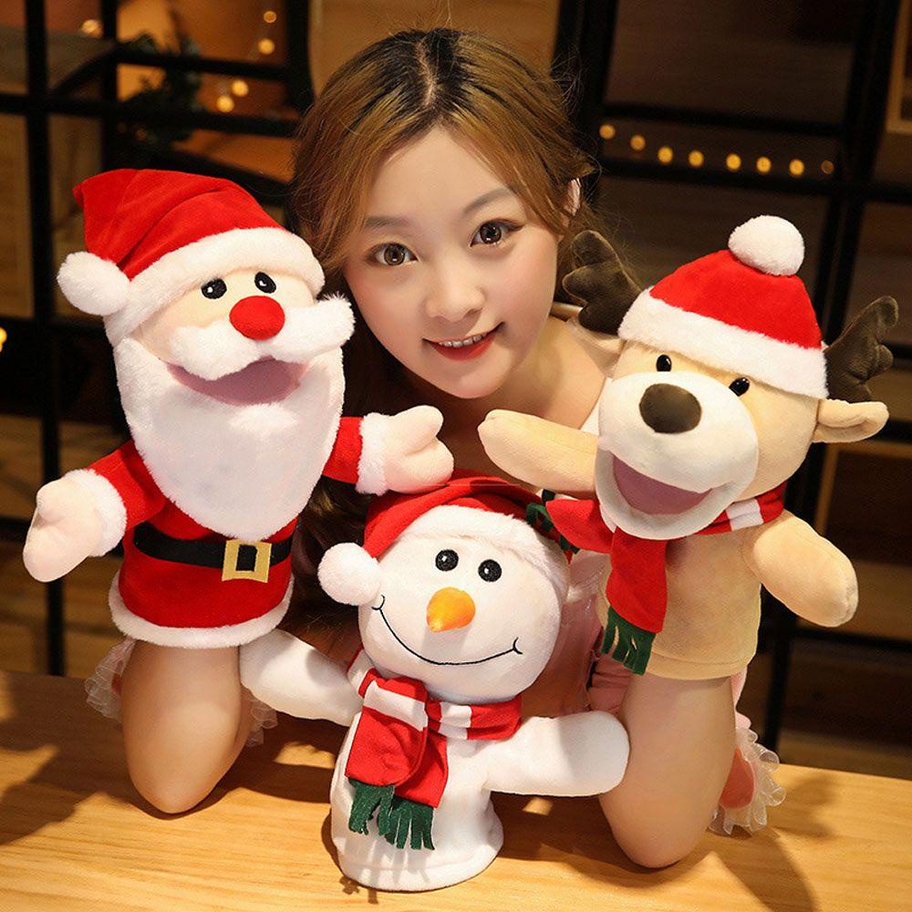 Con Rối Tay Hình Ông Già Noel Tuần Lộc Đồ Chơi Nhồi Bông Dễ Thương Cho Bé