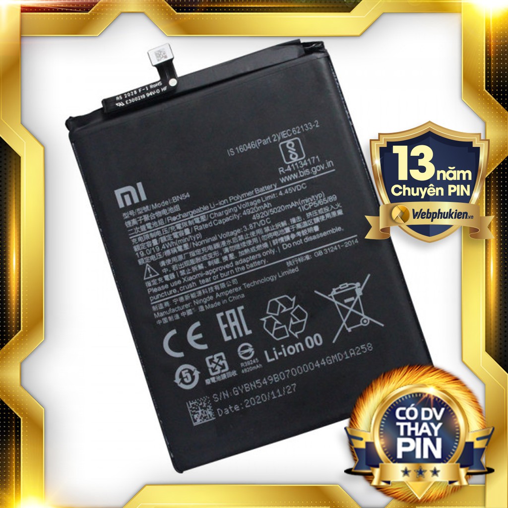 Pin Zin cho Xiaomi Redmi 9, Redmi Note 9, Redmi 10X 4G BN54 - 5020mAh