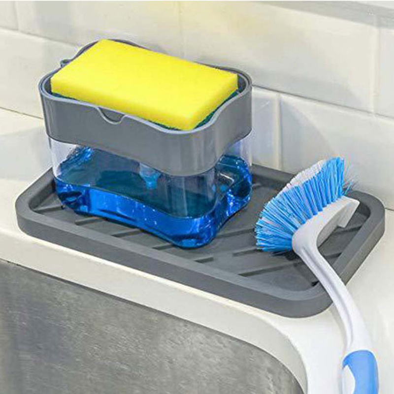 Kitchen Tray Sponge Holder Soap Dispenser Manual Soap Dispenser Hand Sanitizer Container