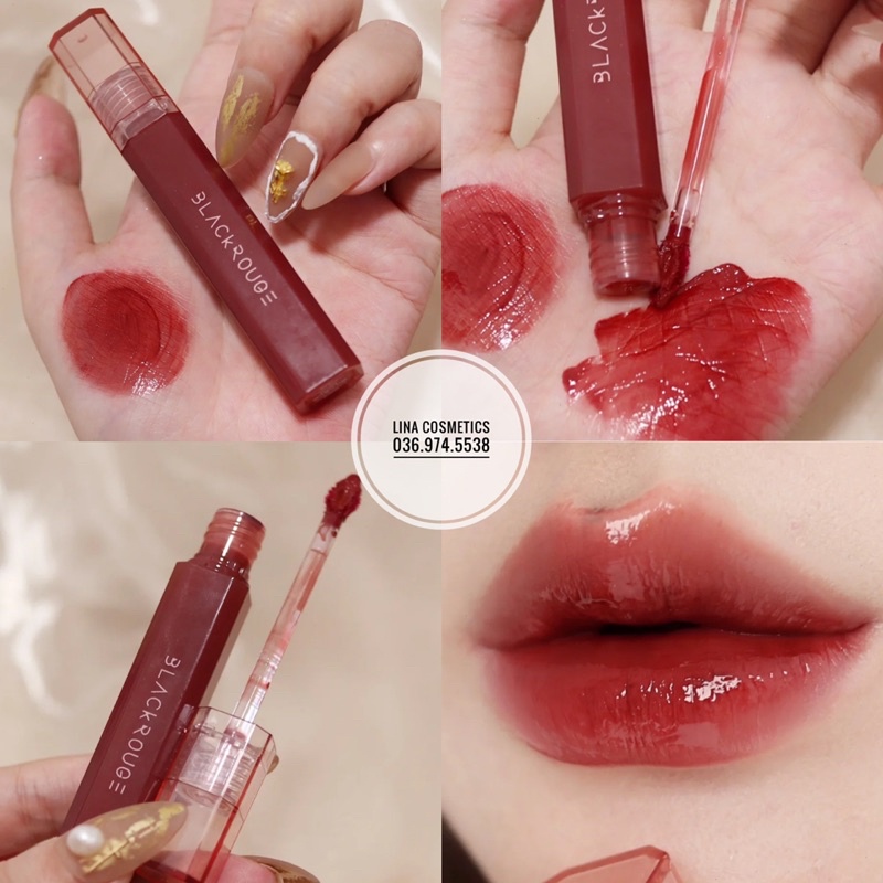 Son Tint Bóng Black Rouge Half N Half Water Glow màu HG08 Đỏ Nâu