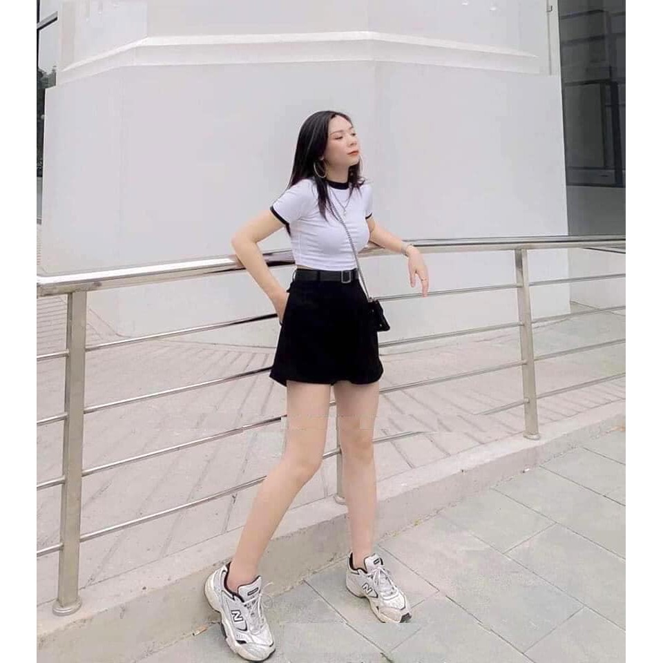 Quần Short Đùi Gập Gấu PEONYB Nữ [FREESHIP]  Shorts trơn cạp khuy lưng cao, sooc ĐEN | BE | XANH | TÍM Ulzzang HOT