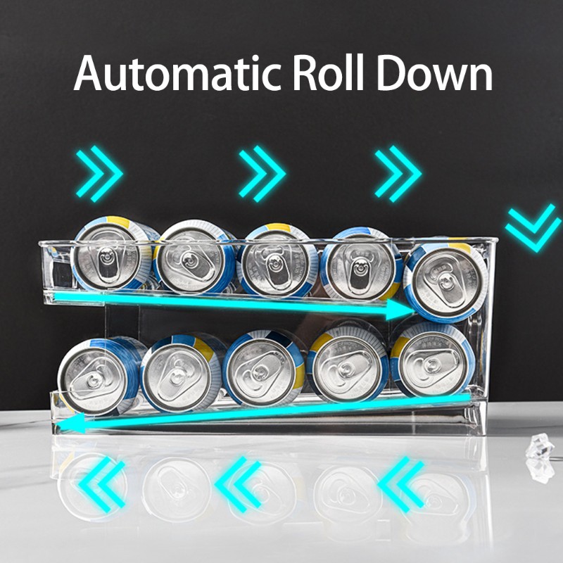 Giá để lon nước ngọt trong tủ lạnh bằng nhựa trong suốt tiện dụng cho nhà bếp