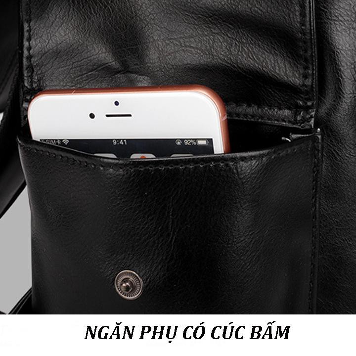 Balo Nam Da Xịn, Hàng Cao Cấp Thiết Kế Thông Minh, Đa Chức Năng Có Ngăn Laptop, Cổng Sạc, Cổng Tai Nghe