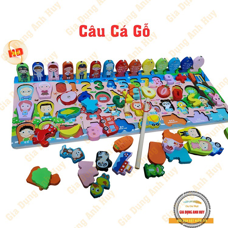 Bộ Đồ Chơi Câu Cá, Ghép Số, Ghép Hình Bằng Gỗ Cho Bé Yêu Có 63 Chi Tiết Thỏa Sức Sáng Tạo - HD365