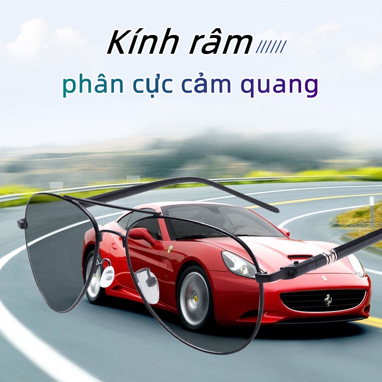 FREESHIP】Kính mát nam phân cực tròng thay đổi màu sắc -kính râm lái xe chống nắng-thời trang cao cấp gọng hợp kim