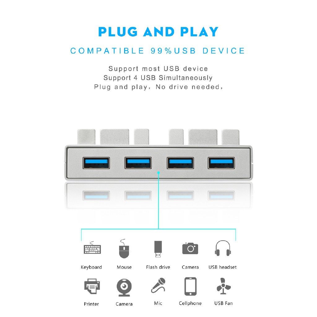 Rocketek multi usb 3.0 hub 4 port adapter splitter DC Power Interface