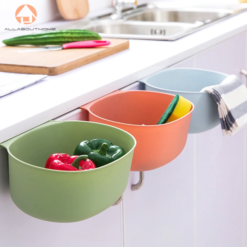 ABH❤Over The Cabinet Kitchen Bath Waste Bin Trash Can Basket Hanging Rack Holder