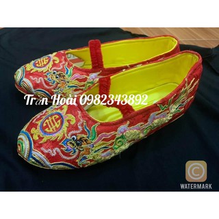 phụ kiện hầu đồng -Hài hầu giá Chúa , giá Chầu , Giá Cô thêu phượng đẹp mũi tròn