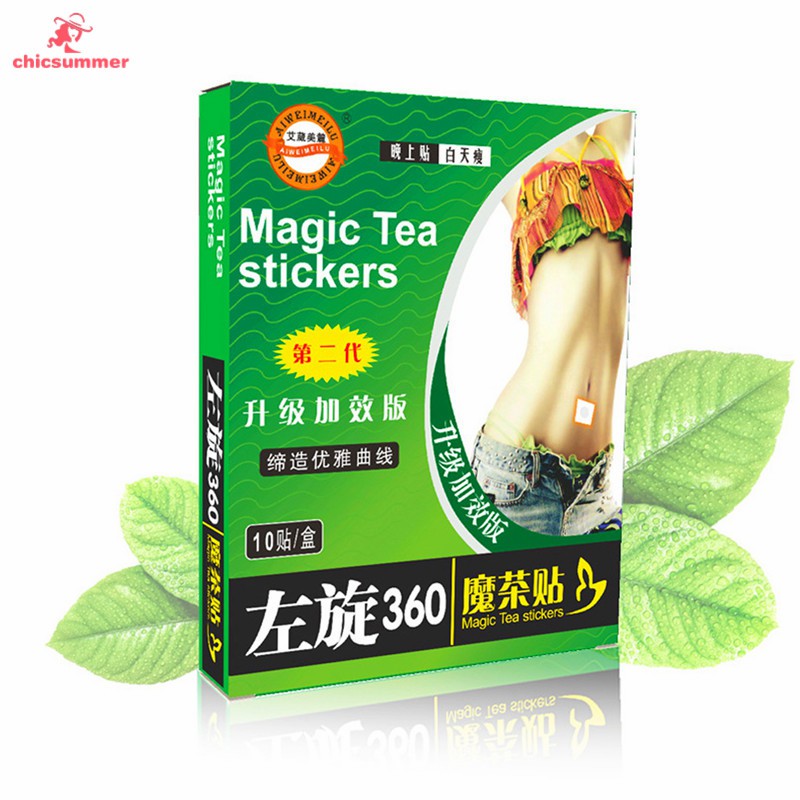 CS 10PCS/Box Magic Tea Stickers Sleeping Slim Navel Sticker Weight Loss Paste Skinny Waist Patch