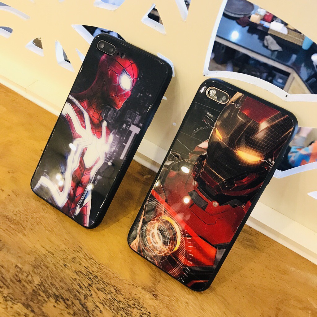 [ IPHONE ] Ốp Lưng Kính Cường Lực Iron vs Spider cho iphone các dòng 6 6s 7 8 plus x 11 pro max 12/12promax-k204