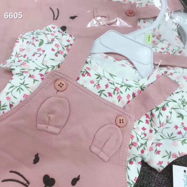 Yếm thỏ hồng bé gái siêu xinh sz 3-24mth