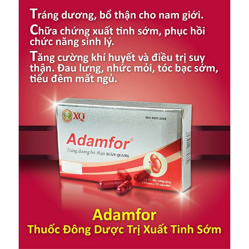 Viên uống tăng cường sinh lý Adamfor - Giúp bổ thận ,tráng dương  , chống XTS - hộp 10 viên