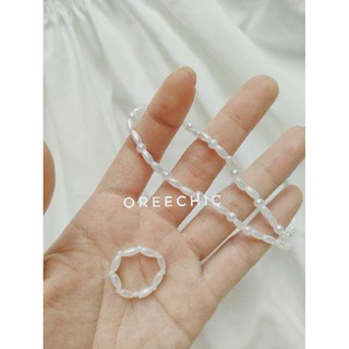 Combo nhẫn + vòng cổ màu trắng