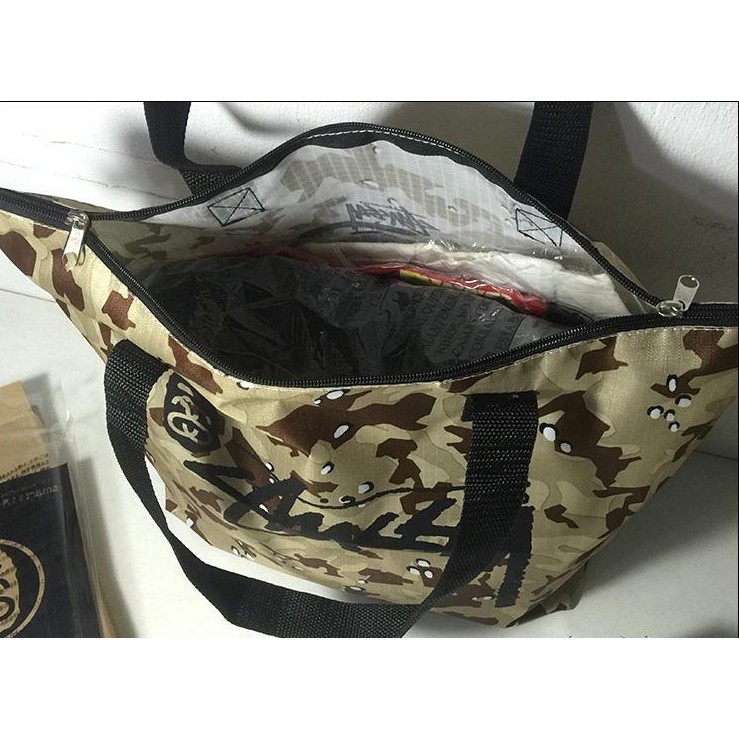 BAPE X STUSSY A Bathing Ape Tote Bag Túi Xách Tay Đeo Vai In Chữ Thời Trang