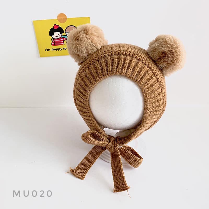 Mũ len 2 cục bông MU020