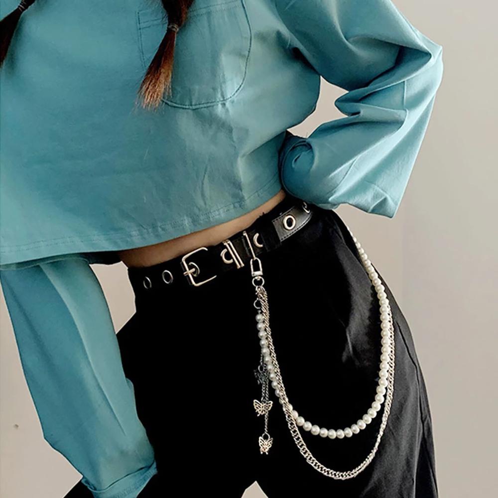 Dây Xích Kim Loại Trang Trí Thắt Lưng Quần Jeans Phong Cách Hip Hop Thời Trang Cho Nữ