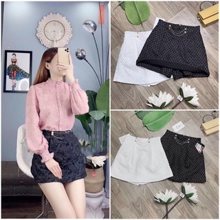 Quần gấm xốp vân giả váy 3 màu cao cấp