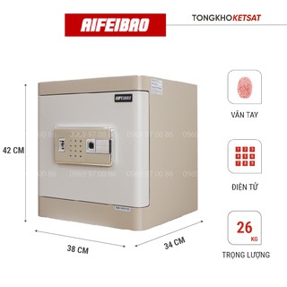 Két Sắt Mini Thông Minh Aifeibao HK-M/D-40-AL Khóa Vân Tay Kết Hợp Điện Tử Nội Thất Bọc Da Cao Cấp
