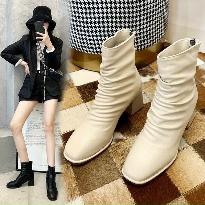 Boot Nhăn Da Lỳ Cao Cấp Gót Vuông 5 Phân Hottrend