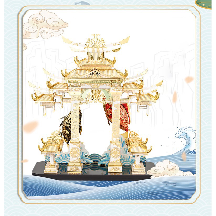 Mô hình lắp ghép kim loại 3d cá chép vượt long môn -có sẵn