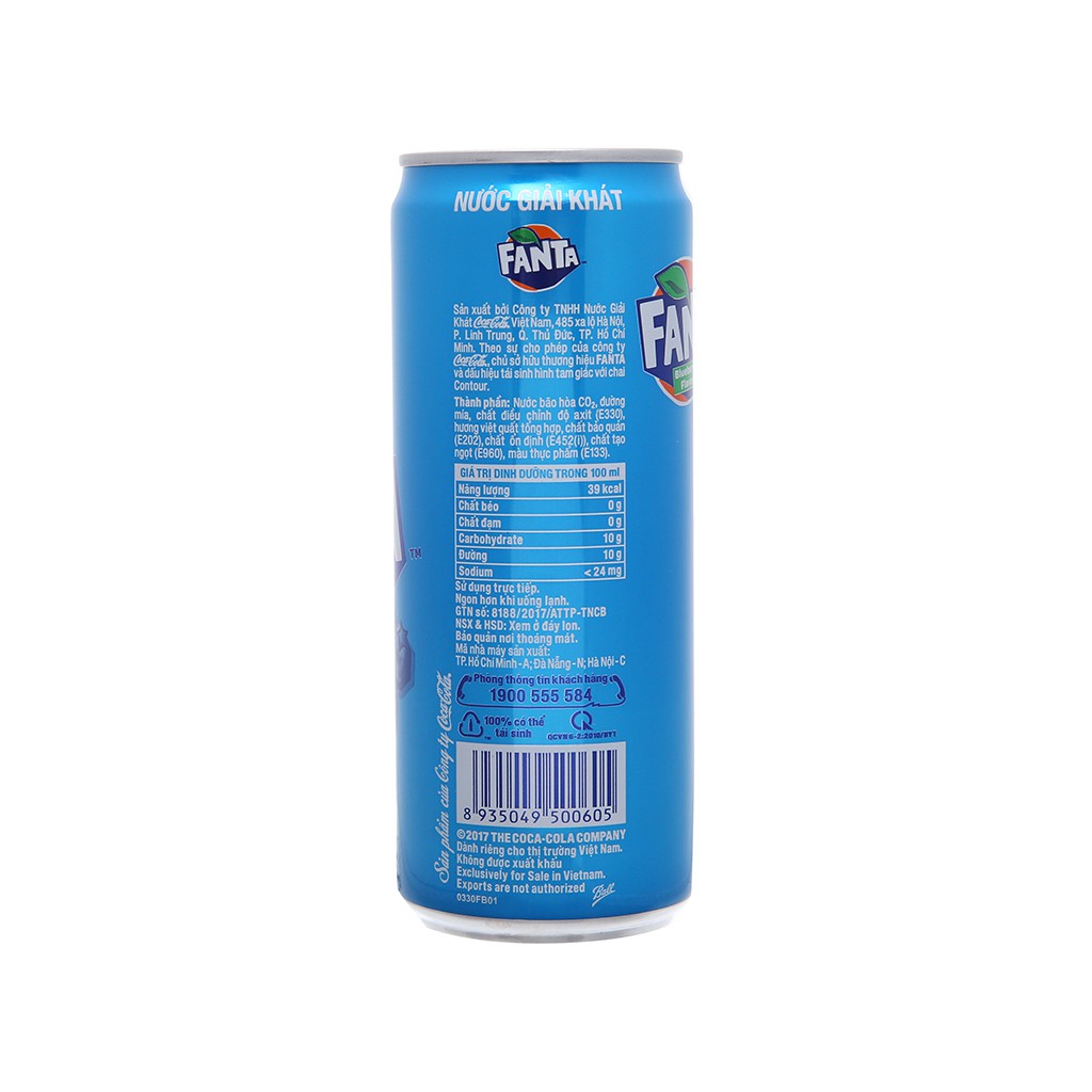 5 lon nước ngọt Fanta vị việt quất 330ml