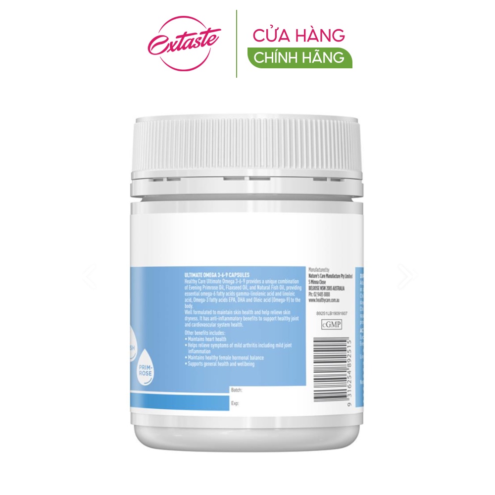 Viên uống giảm mỏi mắt Healthy Care Ultimate Omega 369 hỗ trợ tim mạch huyết áp 200 viên