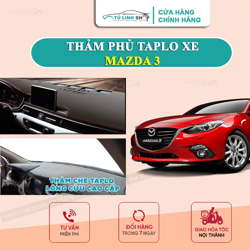 [Mã LIFEAUMAY giảm 10% tối đa 30k đơn 150k] Thảm taplo MAZDA 3 bằng lông Cừu 3 lớp hoặc Da Cacbon