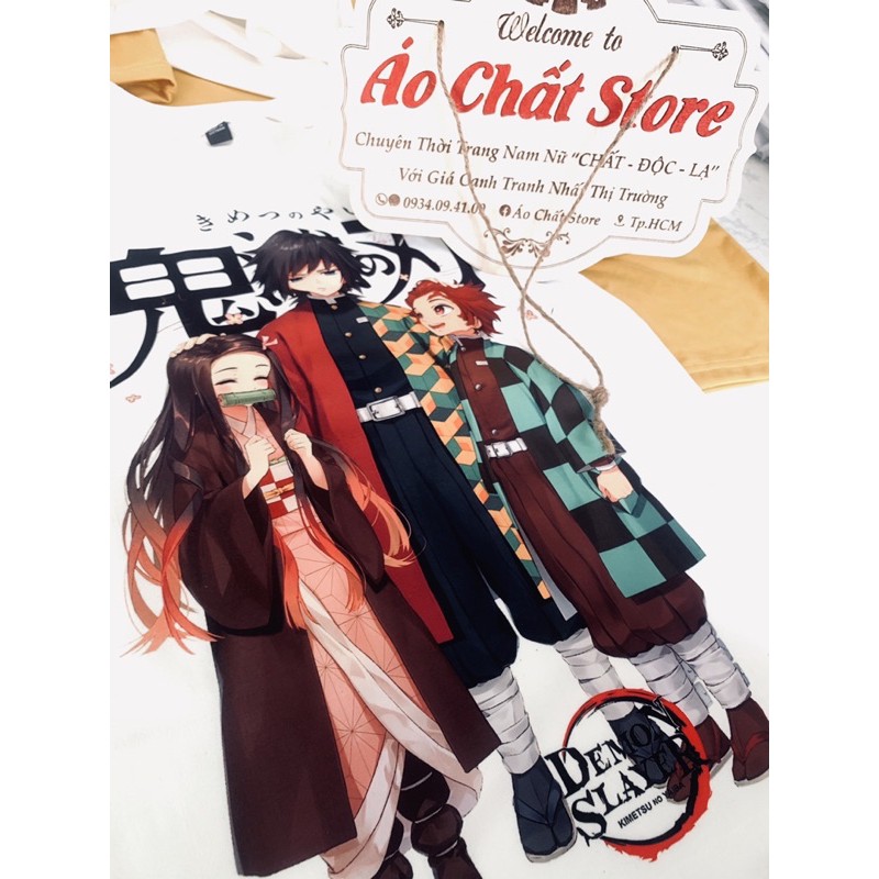 (ẢNH THẬT) Áo thun Bộ 3 Tanjirou x Giyuu x Nezuko Siêu Đẹp | Áo Lưỡi Gươm Diệt Quỷ Kimetsu no Yaiba Độc KY15