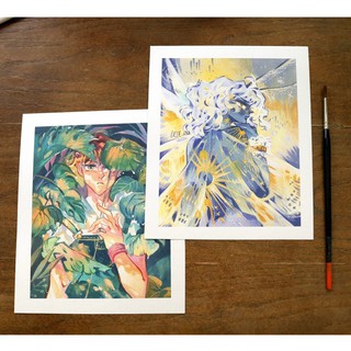 Tranh in gouache shimmery paper Cosmic Children set 2 tấm 15x21 cm