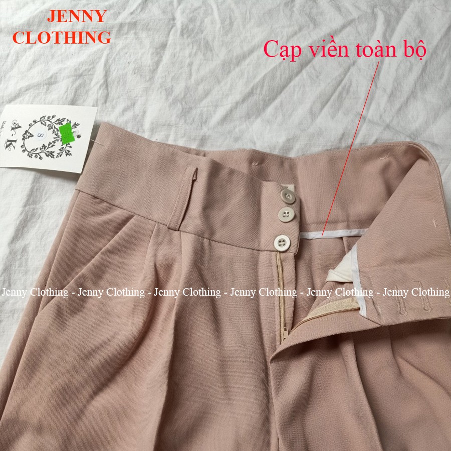 Quần baggy cạp cao bản to lưng siêu cao phối 3 cúc  xếp ly màu Đen Kem vải tuyết mưa mặc đi học làm công sở cực nữ tính