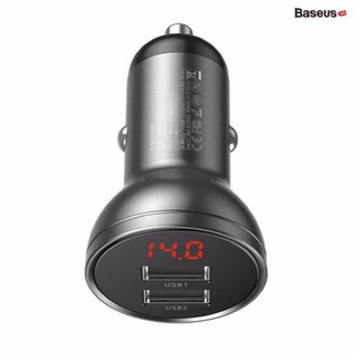Tẩu sạc xe hơi 2 cổng sạc usb Baseus 4.8A 24W - củ sac cốc sạc nhanh ô tô thất kế có màn hình hiển thi