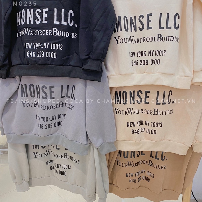 [N0235]🧸 Áo HOODIE nỉ bông dày chú gấu MONS form rộng dài (Có sẵn/ảnh thật) | BigBuy360 - bigbuy360.vn