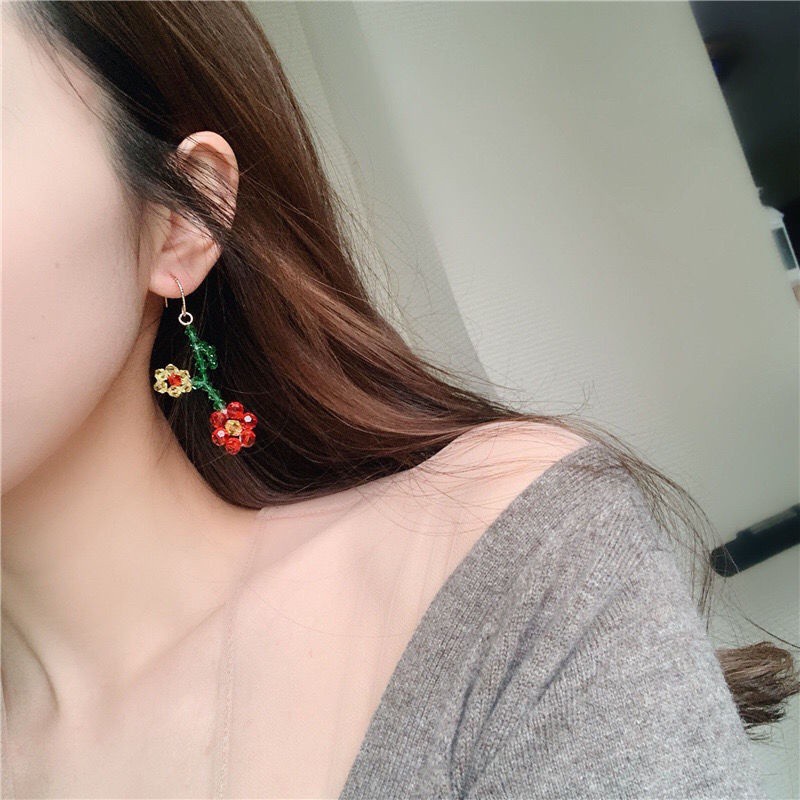 Hoa Tai Dạng Xoắn Ốc Đính Hạt Pha Lê Nhiều Màu Dễ Thương Cho Nữ