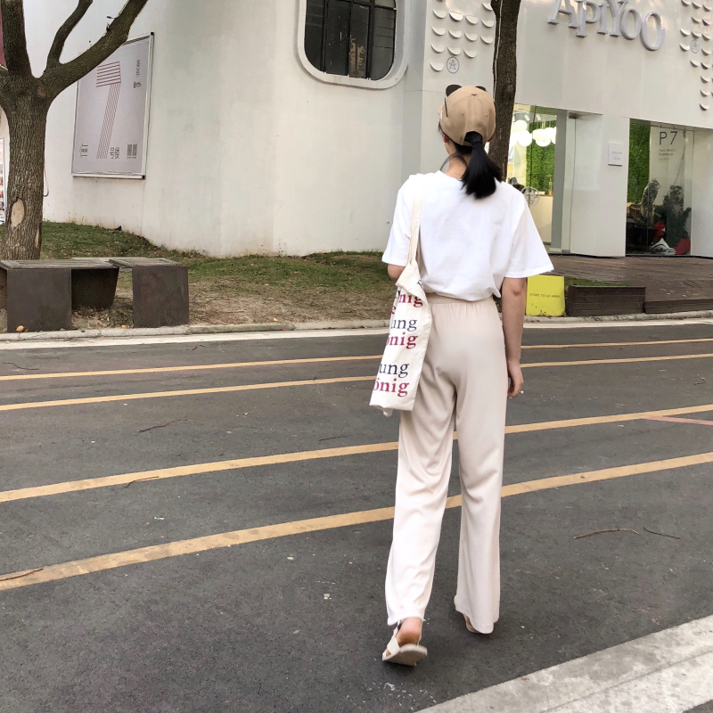 Quần dài lưng cao dáng rộng thiết kế đơn giản phong cách Hàn Quốc thời trang dành cho nữ