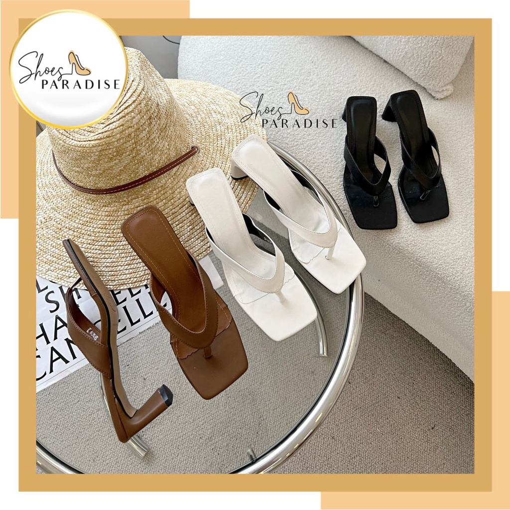 Giày nữ guôc nữ quai xỏ ngón giày cao gót 5p kẹp đẹp gót vuông 5 phân hàn quốc  SHOES PARADISE SH026