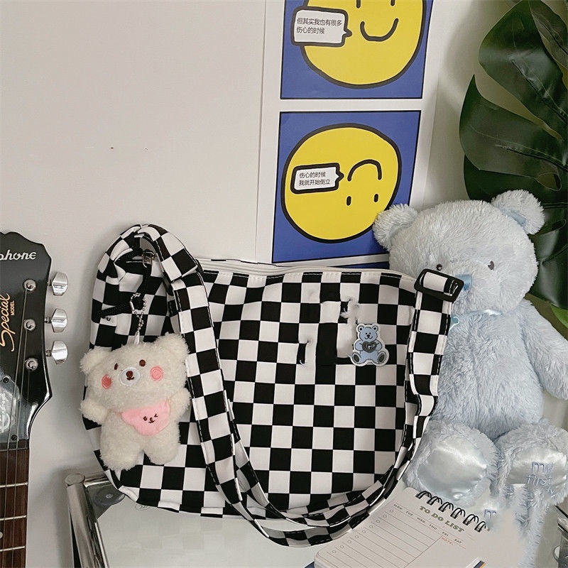 Túi Đeo Chéo Họa Tiết Sọc Caro Phong Cách Vintage Thời Trang Cho Nữ