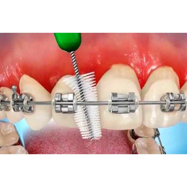 Bàn chải kẽ răng Okamura Dental Works dạng L 4 cây/ vỉ - Bàn chải kẽ Okamura chăm sóc răng miệng