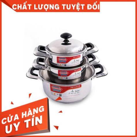 BỘ NỒI INOX 3 ĐÁY SUNHOUSE SH333