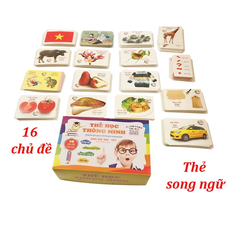 BỘ THẺ HỌC THÔNG MINH 16 CHỦ ĐỀ (416 thẻ) CHO BÉ