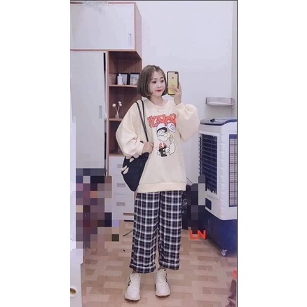 Áo nỉ bo PO+quần kẻ LN11