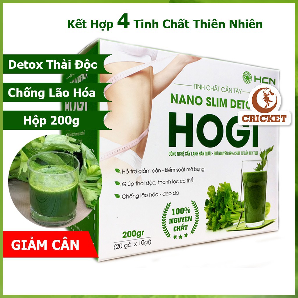 [Mã 267FMCGSALE giảm 8% đơn 500K] Bột Cần Tây Hogi Hỗ Trợ Giảm Cân Thải Độc Thanh Lọc Cơ Thể - Hộp 200g (20 gói x 10g)