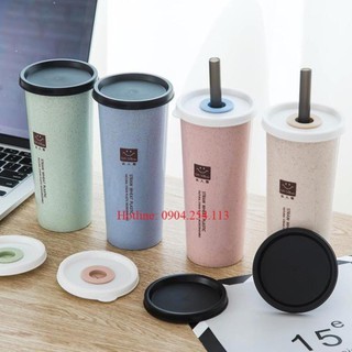 Ly giữ nhiệt lúa mạch bảo vệ môi trường, tặng kèm ống hút