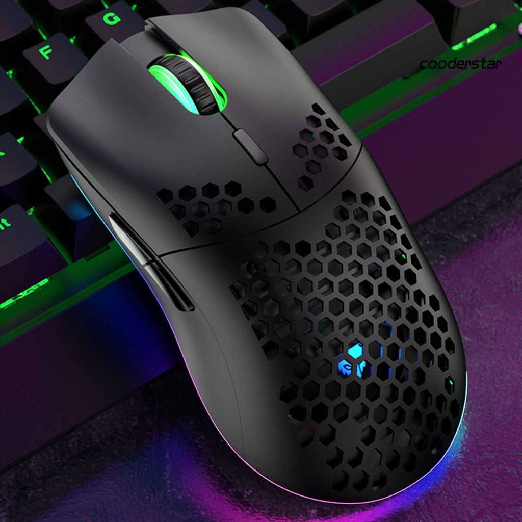 Chuột chơi game XYH80 không dây 2.4G thiết kế hình tổ ong 7 nút bấm đèn RGB